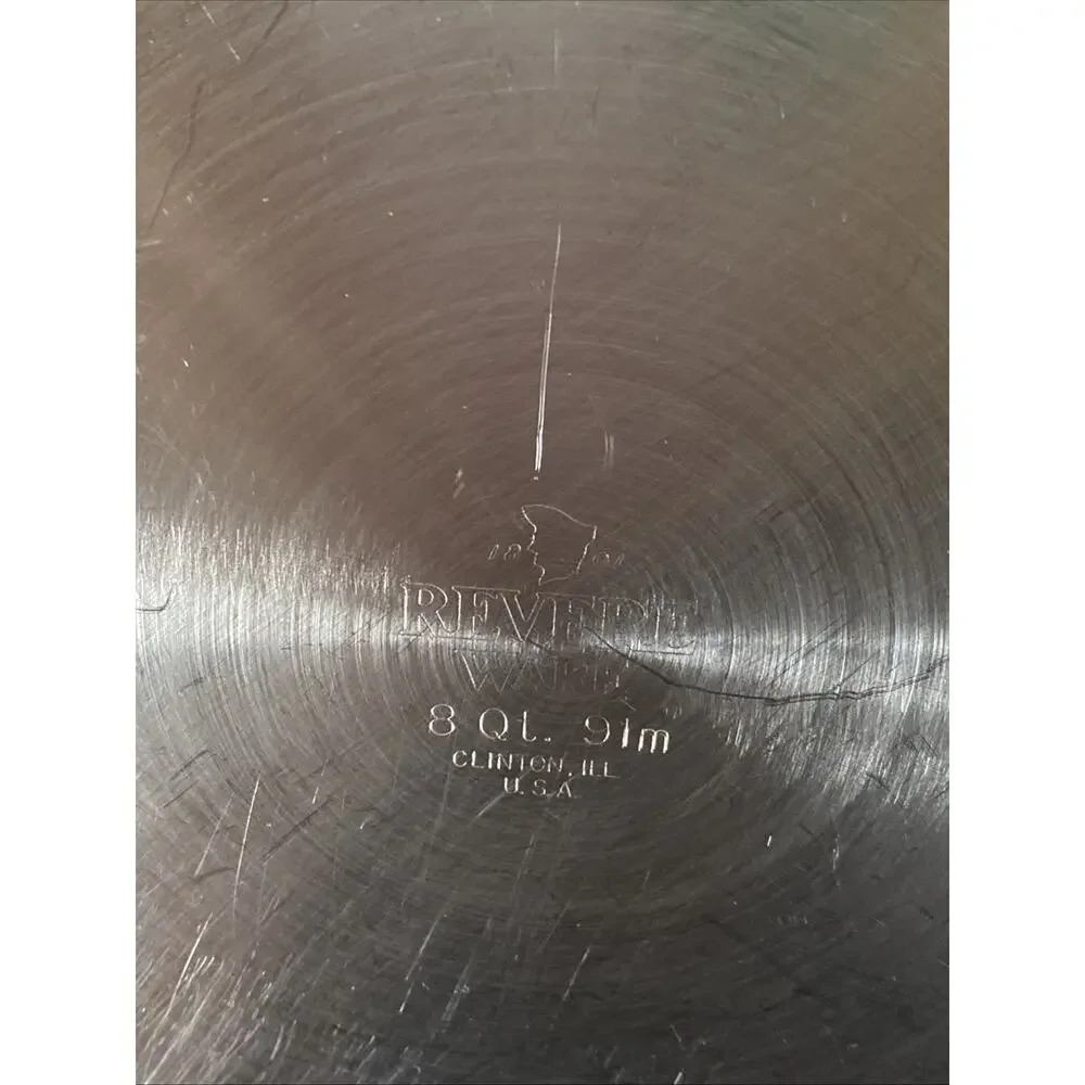 Revere Ware Stainless Steel 8 Qt Quart Stock Pot 91 Lid Tri Ply Disc Bottom USA